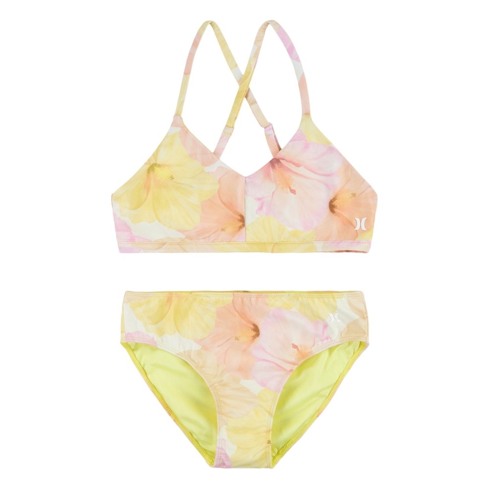 Hurley Girls' Carissa Moore Bikini in Aloha Hibiscus, Nylon, Size Medium